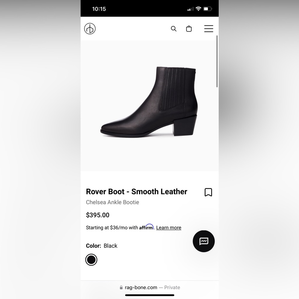 Rag & Bone Rover Boot Black Sz 6.5
